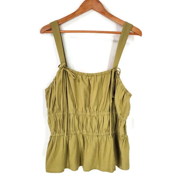 Universal Thread Green Tank Top Blouse Tied Bow Detail Elastic Bustline Size XL - Picture 4 of 9